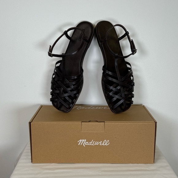 New! Madewell ‘Milano Fisherman Sandal’ Dark Brown Leather Women’s Size 10 - Picture 2 of 13